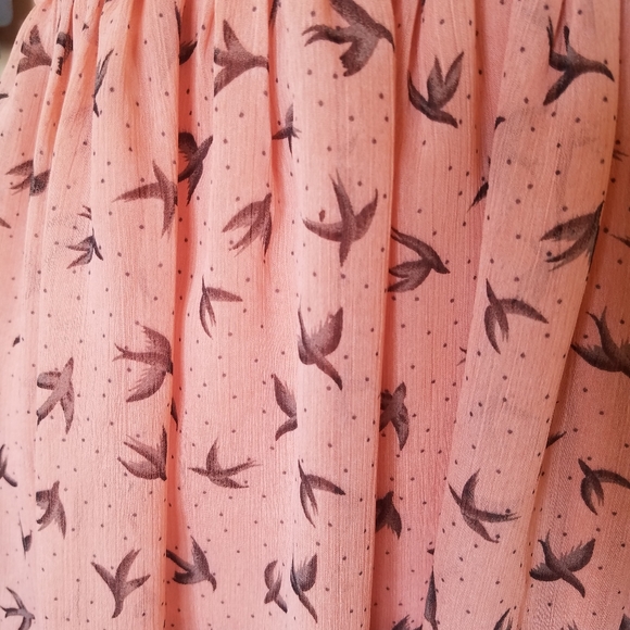 Forever 21 Boho Strapless Pink Bird Print Top - Picture 6 of 9